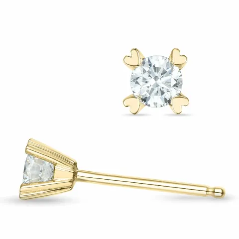 2 x 0,16 ct Kampagne - diamant solitaireørestikker i 14 karat guld med diamant