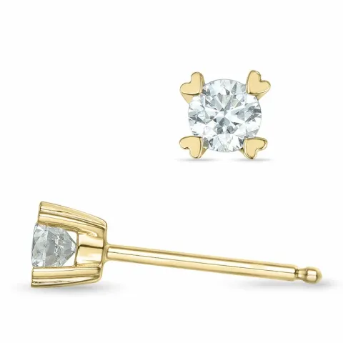 2 x 0,18 ct Kampagne - diamant solitaireørestikker i 14 karat guld med diamant