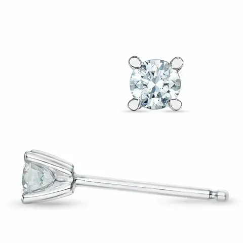 2 x 0,16 ct Kampagne - diamant solitaireørestikker i 14 karat hvidguld med diamant