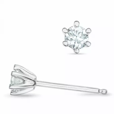 2 x 0,16 ct Kampagne - diamant solitaireørestikker i 14 karat hvidguld med diamant 