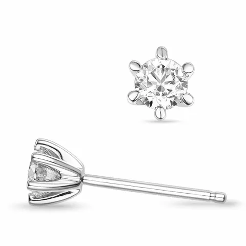 2 x 0,20 ct Kampagne - diamant solitaireørestikker i 14 karat hvidguld med diamant