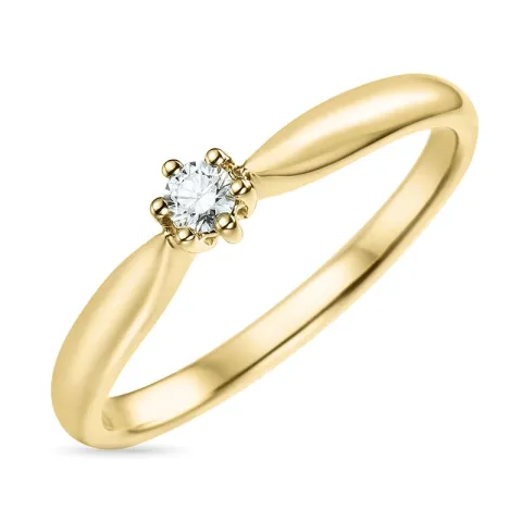 diamant solitairering i 14 karat guld 0,10 ct