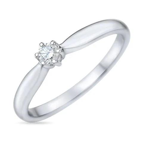 diamant solitairering i 14 karat hvidguld 0,10 ct