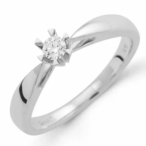 diamant solitairering i 14 karat hvidguld 0,10 ct