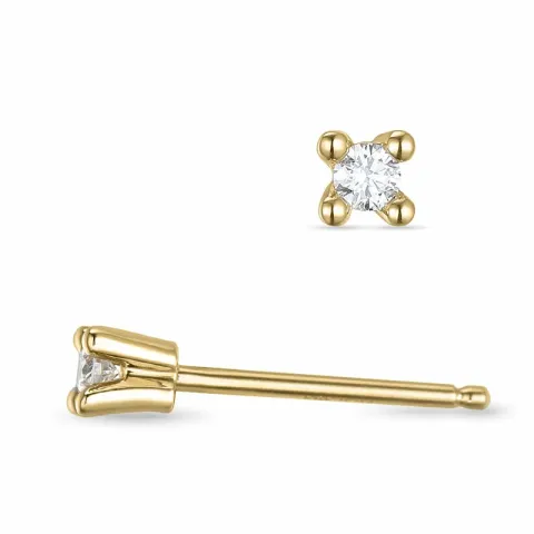 2 x 0,04 ct Kampagne - diamant solitaireørestikker i 14 karat guld med diamant