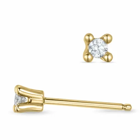 2 x 0,05 ct Kampagne - diamant solitaireørestikker i 14 karat guld med diamant