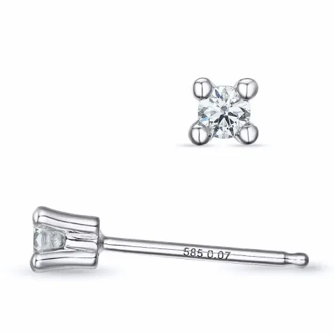 2 x 0,07 ct Kampagne - diamant solitaireørestikker i 14 karat hvidguld med diamant
