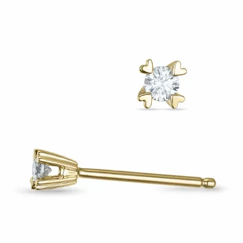 2 x 0,04 ct Kampagne - diamant solitaireørestikker i 14 karat guld med diamant