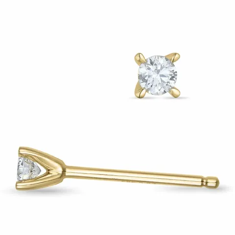 2 x 0,07 ct Kampagne - diamant solitaireørestikker i 14 karat guld med diamant