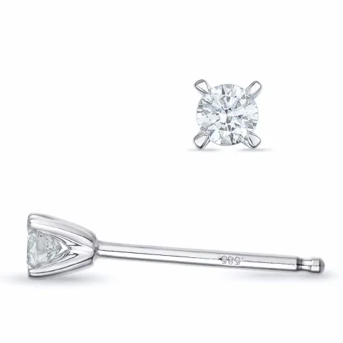 2 x 0,07 ct Kampagne - diamant solitaireørestikker i 14 karat hvidguld med diamant