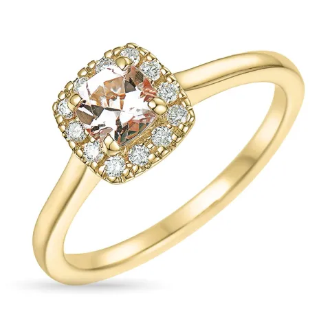 morganit diamantring i 14 karat guld 0,57 ct 0,16 ct