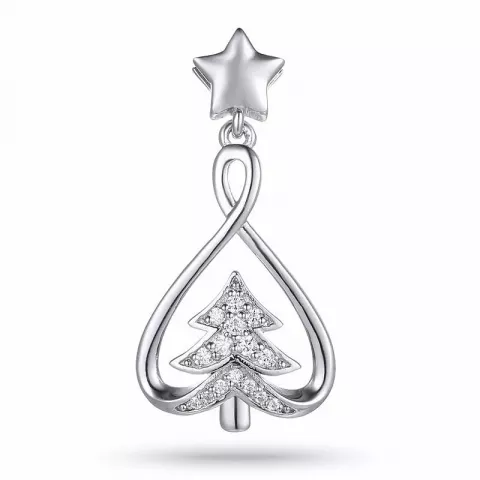 juletræ zirkon vedhæng i sølv