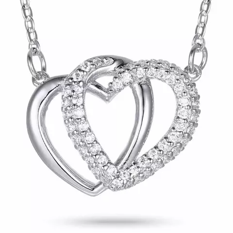 Dobbelt hjerte zirkon vedhæng med halskæde i sølv