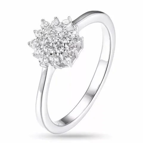 blomster zirkon ring i sølv