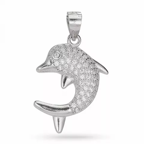 Kollektionsprøve delfin zirkon vedhæng i sølv