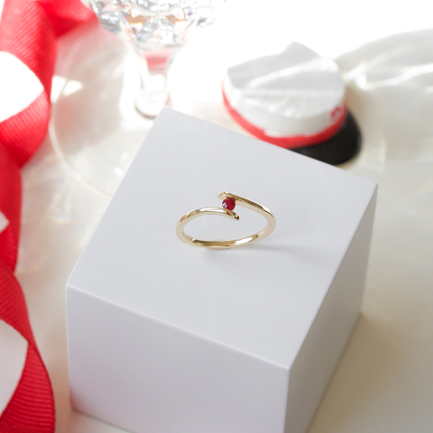 rubin ring i 9 karat guld 0,10 ct