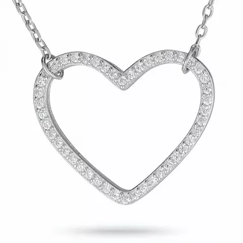 Kollektionsprøve hjerte zirkon Halskæde med vedhæng i sølv med hjertevedhæng i sølv