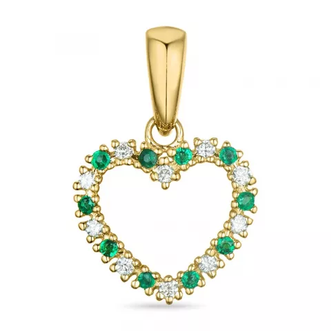 hjerte smaragd diamantvedhæng i 14 karat guld 0,08 ct 0,08 ct