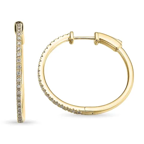 28 mm diamant creoler i 14 karat guld med diamant