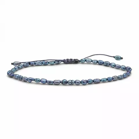 mørkeblå metallic Perlearmbånd med ferskvandsperle.