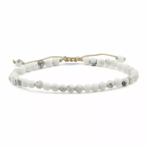 hvid howlite armbånd i silke snor 17 cm plus 6 cm x 4,3 mm