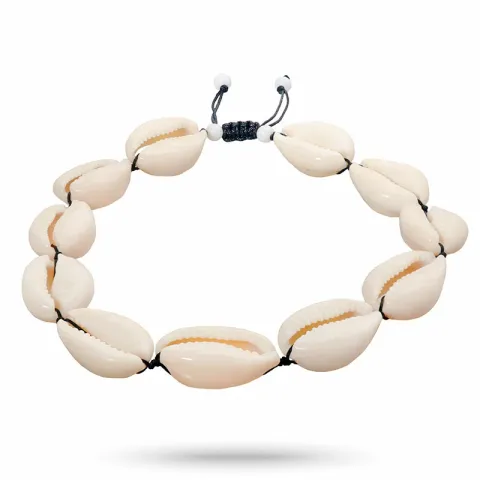 shell musling armbånd i silke snor 17 cm plus 4 cm  x 14,2 mm