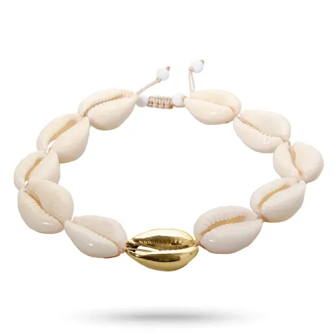 kollektionsprøve med fejl shell musling armbånd i silke snor 18 cm plus 4 cm x 11 mm