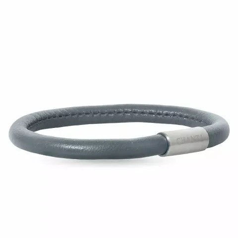 grå læder armbånd i stål  x 6 mm