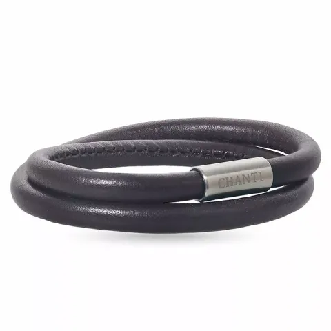 brun læder armbånd i stål x 6 mm