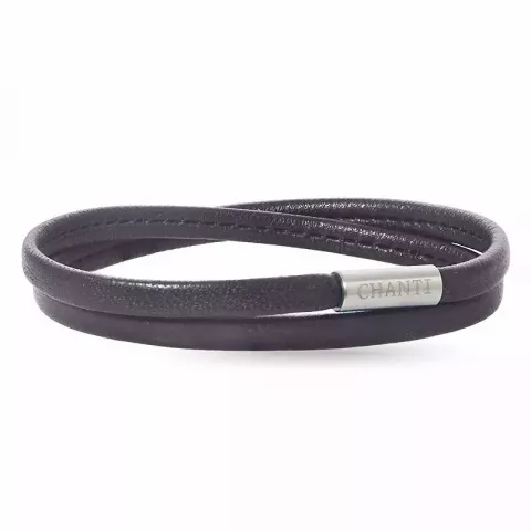 Flad brun armbånd i læder med stål lås  x 6 mm