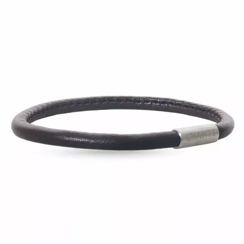 Rund brun læder armbånd i stål x 4 mm