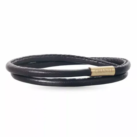 Rund brun armbånd i læder med forgyldt stål lås x 4 mm