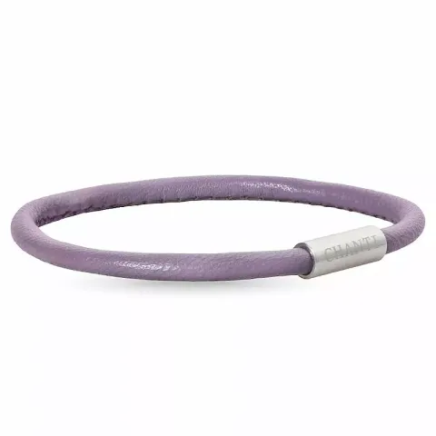 Rund lilla magnetarmbånd i læder med stål lås  x 4 mm