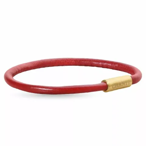 Rund rød magnetarmbånd i læder med forgyldt stål lås x 4 mm