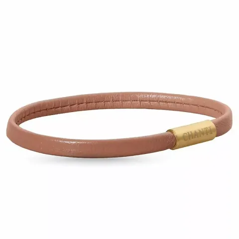 Flad brun magnetarmbånd i læder med forgyldt stål lås x 6 mm