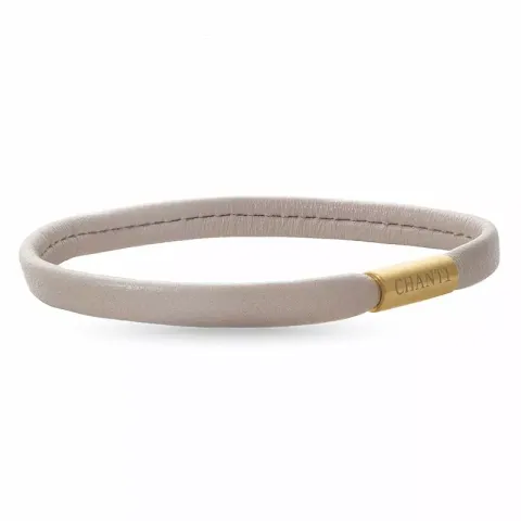 Flad beige magnetarmbånd i læder med forgyldt stål lås  x 6 mm