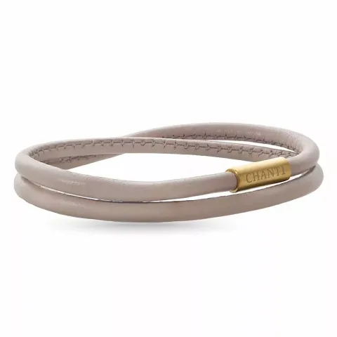 Rund beige magnetarmbånd i læder med forgyldt stål lås x 4 mm