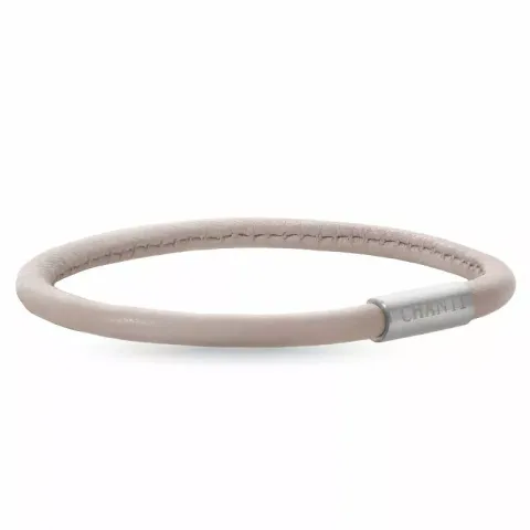 Rund beige magnetarmbånd i læder med stål lås  x 4 mm