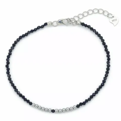 mørkeblå metallic armbånd med sten og hematite.