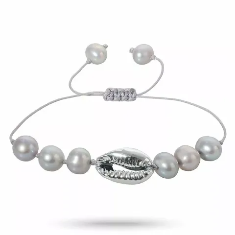 Smart perle shell musling armbånd i silke snor 17 cm plus 5 cm x 10 mm