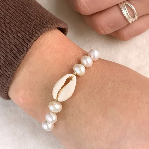 perle muslinge armbånd i silke snor 17 cm plus 5 cm x 10 mm