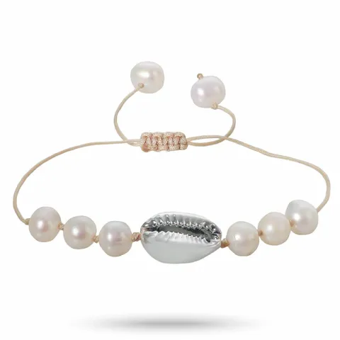 perle shell musling armbånd i silke snor 17 cm plus 5 cm x 10 mm