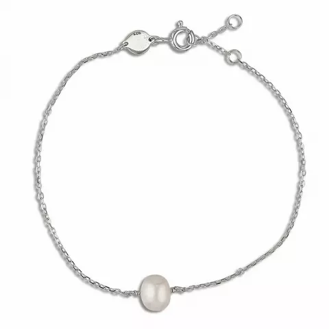 Hvid perle ankerarmbånd i sølv