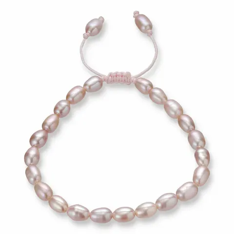 perle armbånd i lyserød silke snor 17cm plus 3cm x 5,4 mm