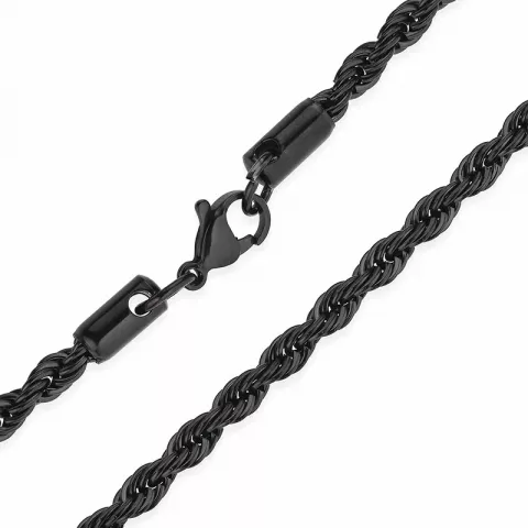 cordelhalskæde i sort stål 55 cm x 4,0 mm