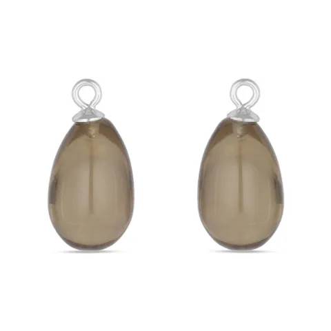 Kollektionsprøve røgfarvet kvarts vedhæng til øreringe i sølv