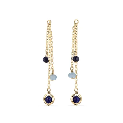 blå vedhæng til øreringe i forgyldt sølv