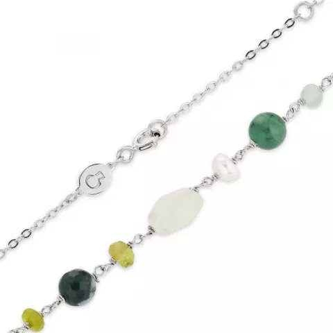 grøn halskæde i sølv  x 7,5 mm