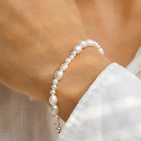 Blandet størrelse armbånd med ferskvandsperle