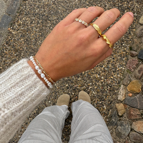 Blandet størrelse armbånd med ferskvandsperle